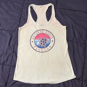 Navarre Beach Florida Turtle Graphic Racerback Tank - Light Blue